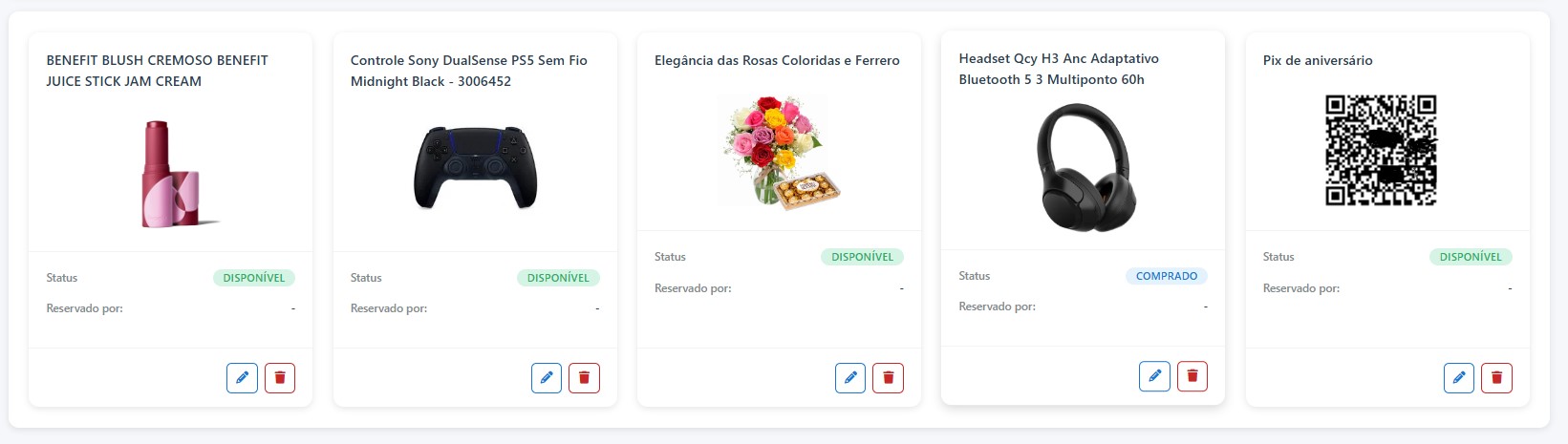 Lista de presentes - Criação fácil
